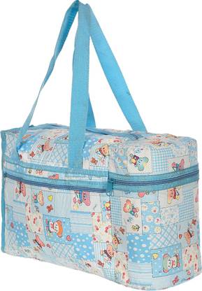 KUBER INDUSTRIES PVC Teddy Print Mothers Bag With 2 Bottle Holders & Handle (Blue) Mothers Bag