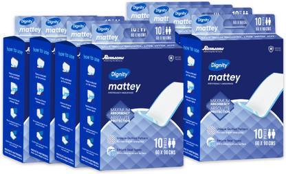 DIGNITY Mattey Disposable Underpads, 60x90 cm, 10 Pcs/Pack (Pack of 8) 80 Pcs Adult Diapers - L