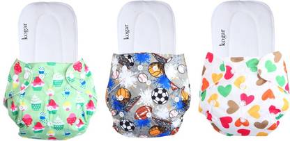 kogar Print Reusable Cloth Diapers + Insert Pad Washable 100% Absorption 0-3 yr AD-69 - L - XL