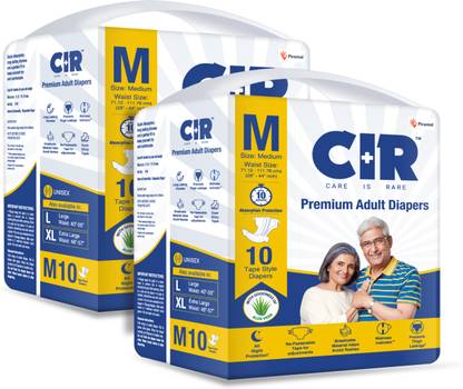 CIR Premium Adult Diapers, Medium, Pack of 2 (20 units) Adult Diapers - M