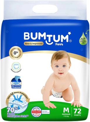 BUMTUM Baby Diaper Pants Double Layer Leakage Protection High Absorb Technology - M