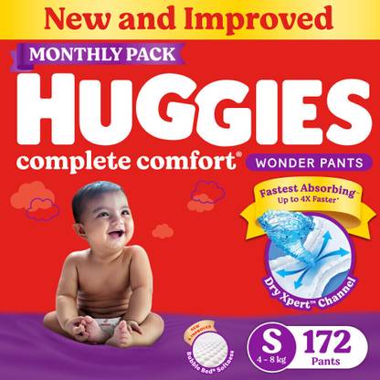 Huggies Complete Comfort Wonder Pants, India's Fastest Absorbing Diaper | - S