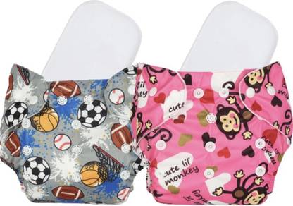 Jaydison Adjustable 100% Print Organic Cloth Button Diaper Reuse Nappy & Insert 0-24m-F35 - L - XL