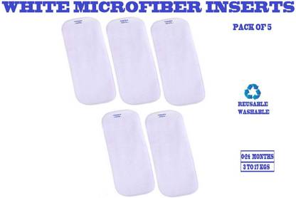 TINNY TOTS Premium Quality 4 Layer Cotton Microfiber Bamboo White Insert Liner Reusable Washable Cotton Diaper Nappy Inserts for Baby Cloth Diapers, 4 Layer White Inserts Liners Natures Cloth Diaper Liner For Toddlers/Infants/New Borns(0-24 Months, 3-17KGS)(PACK OF 5) - S - M