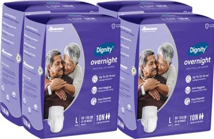 DIGNITY Overnight Pull Up Adult Diapers, Large, Waist Size 34" - 59", 10 Pcs/Pack Adult Diapers - L - XL