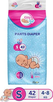KiddySoft Baby Diaper Pants | Super Absorbent- Crisscross Top Layer | 4-8 KG | Pack of 1 - S
