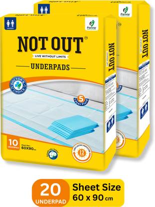 NOT OUT Underpad with 12-Hour Protection & 5-Layer Quick Lock System | Pack of 2 Adult Diapers - L