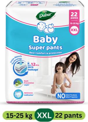 Dabur Baby Super Pants | Infused with Shea Butter & Vitamin E | Insta-Absorb Technology - XXL