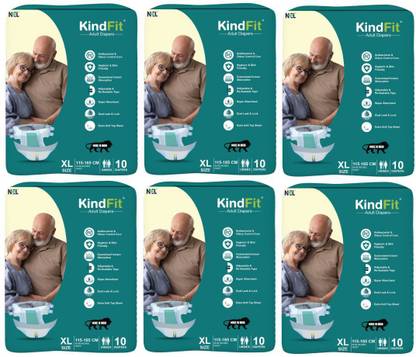 KINDFIT Tape Style Adult Diapers, Extra Large, Pack of 6 (60 units) Adult Diapers Adult Diapers - XL