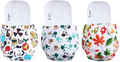 kogar Print Reusable Cloth Diapers + Insert Pad Washable 100% Absorption 0-3 yr AG-97 - M - L