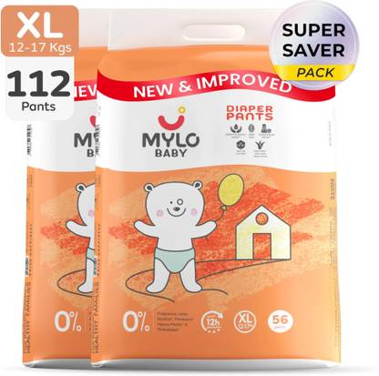 MYLO Baby Diaper Pants|Super Absorbent with Aloe Vera|Leak Proof|Anti Rash|Jumbo Pack - XL
