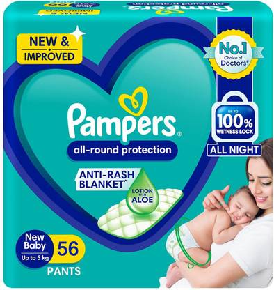 Pampers All round Protection Baby Diapers 56 Pieces - New Born