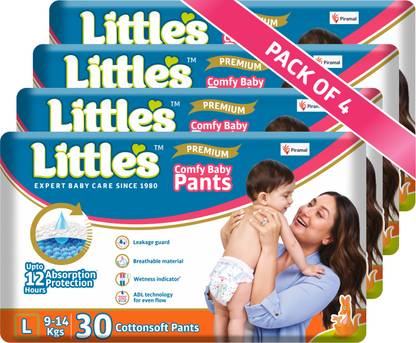 Little's Comfy Baby Pants Diapers with Wetness Indicator and 12 hours Absorption | Monthly Pack | Large - L