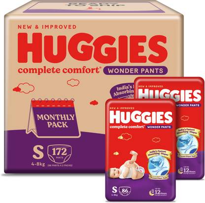 Huggies Complete Comfort Wonder Pants, India's Fastest Absorbing Diaper | - S