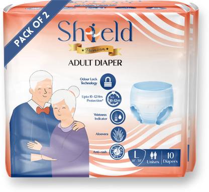 SHIELD Premium Pant Style | Pack of 2 | Adult Diapers - L
