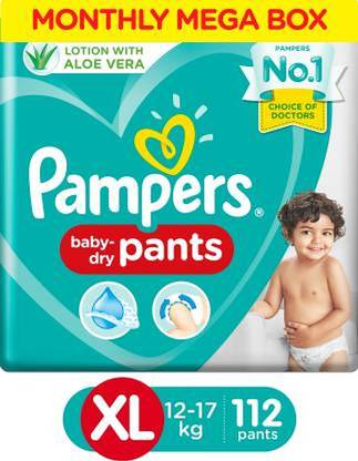 Pampers Diapers Monthly Box Pack New - XL (112 Pieces) - XL