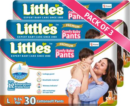Little's Baby Pants Diapers with Wetness Indicator and 12 hours Absorption |Large - L