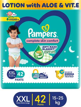 Pampers Complete Skin Comfort Pants, Anti-rash blanket, Lotion with VitaminE & Aloe Vera - XXL