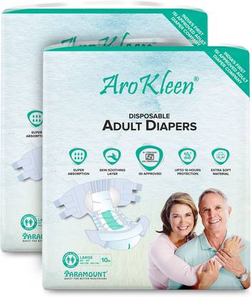 Arokleen Arokleen Premium Adult Diapers - Large, Pack of 20 Adult Diapers - L