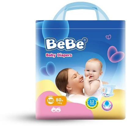 BeBe Baby Dry Care Diaper, Tape Style, Newborn - upto 4 Kg, - New Born