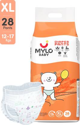 MYLO Baby Diaper Pants | Super Absorbent with Aloe Vera | Leak Proof | Anti Rash - XL