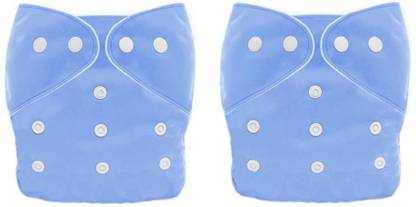 TINNY TOTS Premium Quality Pack of 2 Pocket Button Style Baby Reusable Cloth Diaper Nappies Washable Quick-Dry Adjustable All-In-One Diapers Wetfree Fashionable Trendy For New Borns/Toddlers/Infants/New Borns(BB;MULTI-COLORS) - New Born