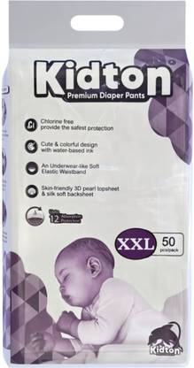 Kidton Baby Diapers Pants 50 count | Upto 12 hrs Absorption | 17-25 Kg| - XXL