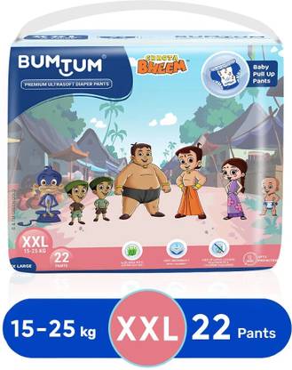 BUMTUM Chhota Bheem Premium Baby Pull-Up Diaper Pants with Aloe Vera,Wetness Indicator and 12 Hours Absorption - XXLarge - XXL