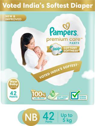 Pampers Premium Care Diaper Pants with 360 Cottony Softness - New Born