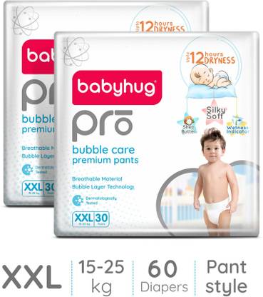 babyhug Pro Premium Pant Style Diapers X Extra Large -30 Pieces Pack of 2 - XXL