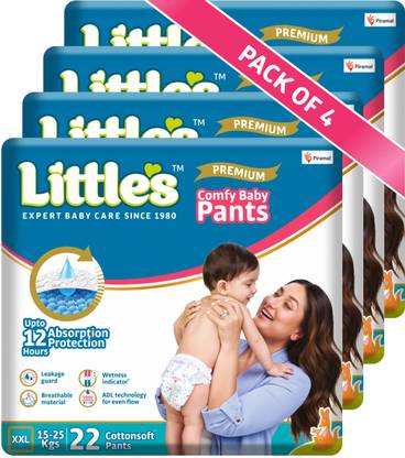 Little's Comfy Baby Pants Diapers with Wetness Indicator and 12 hours Absorption |XXL - XXL