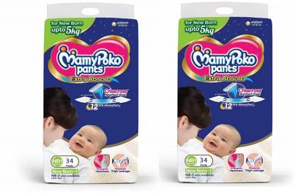 MamyPoko Pants Extra Absorb Diaper Pants NB - 34x2 Diapers - New Born