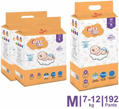 Coo Coo Extra Dry Baby Pullup Diaper Pant Size M-Medium-M (192) Count upto 7-12 kg - M