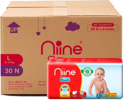 niine Baby Diaper Pants (9-14 KG) with Wetness Indicator | Rash Control | (Combo of 6) - L