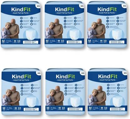 KINDFIT Adult Pull-Up Pants Diapers|Medium-60 Pieces|Waist Size ( 24-33 Inch)|Pack of 6 Adult Diapers - M