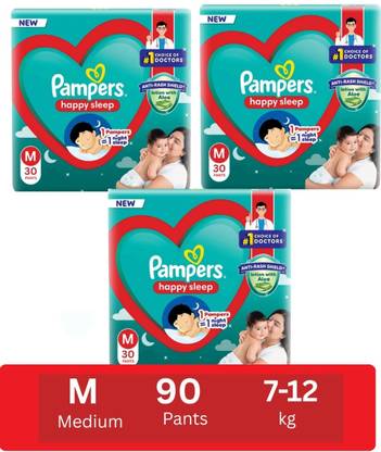 Pampers Anti rash lotion with Aloe vera baby Medium size diaper pants(Pack of 3) - M
