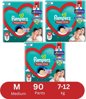 Pampers Anti rash lotion with Aloe vera baby Medium size diaper pant(Pack of 3) - M