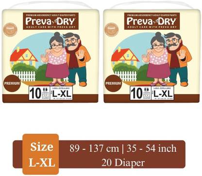 PREVADRY Premium Pant Style Adult Diaper Unisex | Waist Size (35-54 Inch) Adult Diapers - L