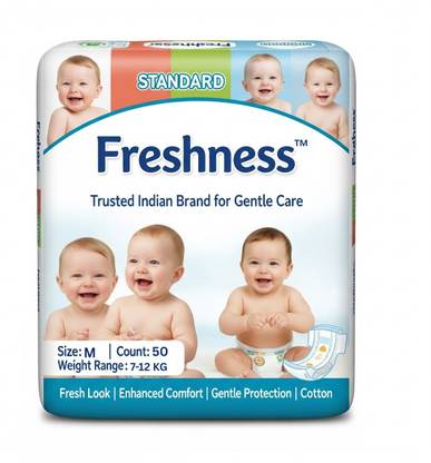 freshness Newborn Baby Diaper Pants | 12H Dryness | Unisex | Rash-Free & Soft - M