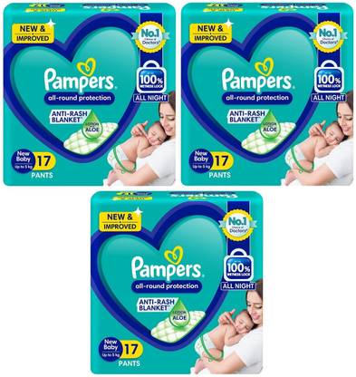 Pampers All round protection new born size NB - 17x3 Pcs Diapers - New Born