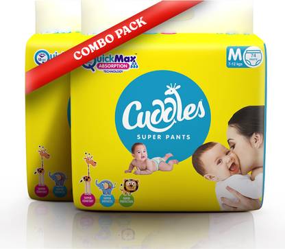 Cuddles – Super Pants Combo Pack – Medium (74*2) – M  (148 Pieces) at Rs. 798