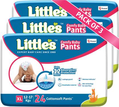 Little's Comfy Baby Pants Diapers with Wetness Indicator and 12 hours Absorption |Extra Large - XL