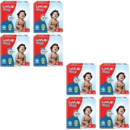 LuvLap Baby Diaper Pants Large Size, with Aloe Vera Lotion, 62\Pack (Pack of 8) - L