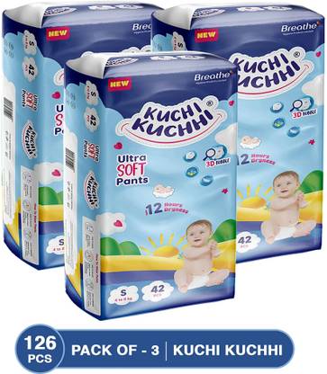 KUCHI KUCHHI Premium super soft baby diaper with a 3D bubble top (Pack of 3) - S