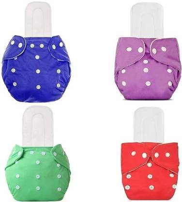 ocean count Baby washable cloth Diapers combo of 4 Nappies with Multi Layered - New Born