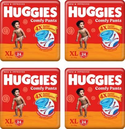 Huggies Wonder Pants Extra Large (XL) Size Baby Diaper Pants XL-24 (PACK OF 4) - XL