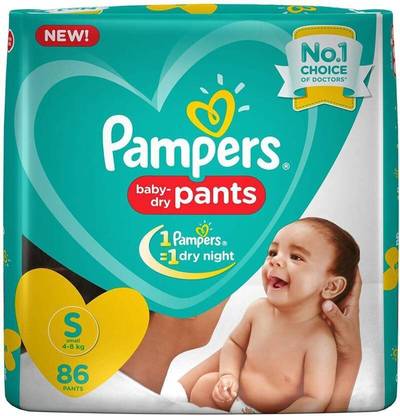 Pampers baby-dry Pant style diaper small size - S (86 Pieces) - S