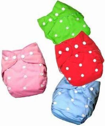 Dhochak New Born Baby Cloth Reusable Button Diaper Red(Multicolor) Pack of 1