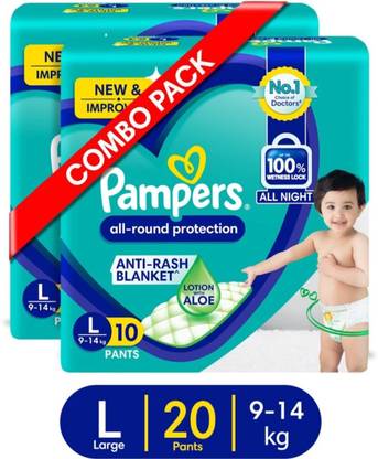 Pampers all-round protection, Large size ( L 10+10 pieces ) Combo Pack - L