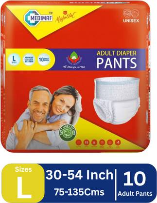 MEDIMAF by MAFATLAL Adult Diapers Pants - 10 Count (Large) Adult Diapers - L